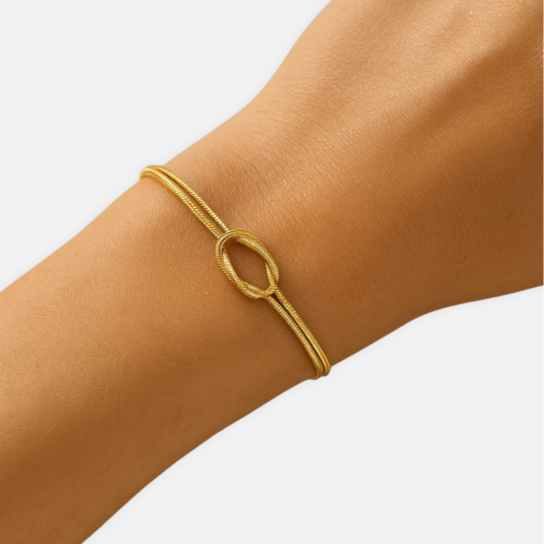 Noviqlo | Knotted Snake Chain Bracelet in Gold Colour