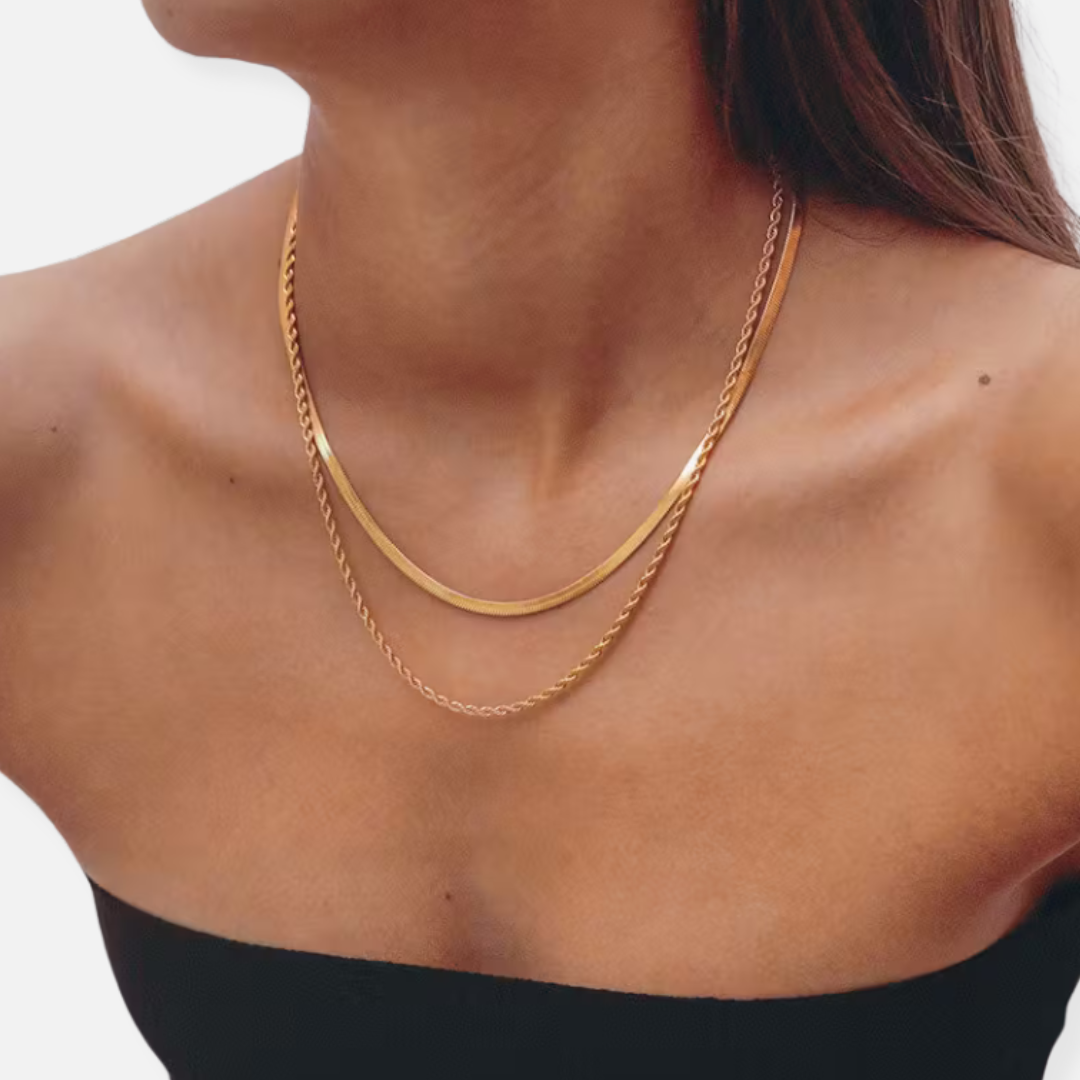 Noviqlo | Double Layer Gold Colour Snake Chain Necklace