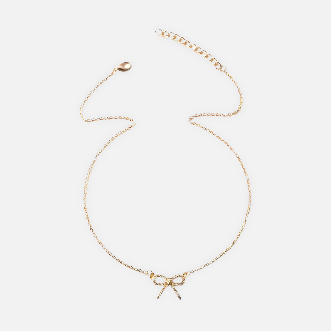 Noviqlo | Dainty Bow Pendant Necklace in Gold or Silver Colour